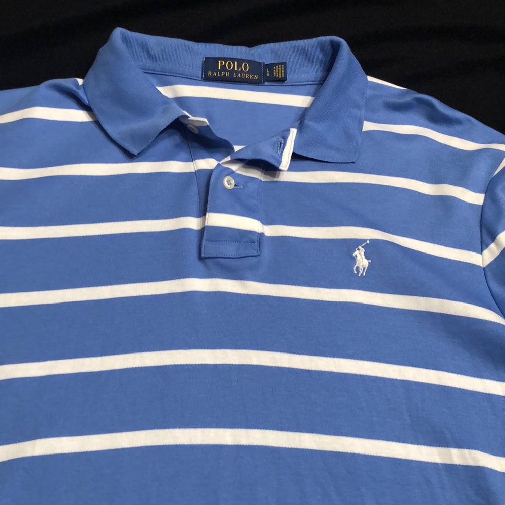 Lite Blue with white stripe Polo shirt!
